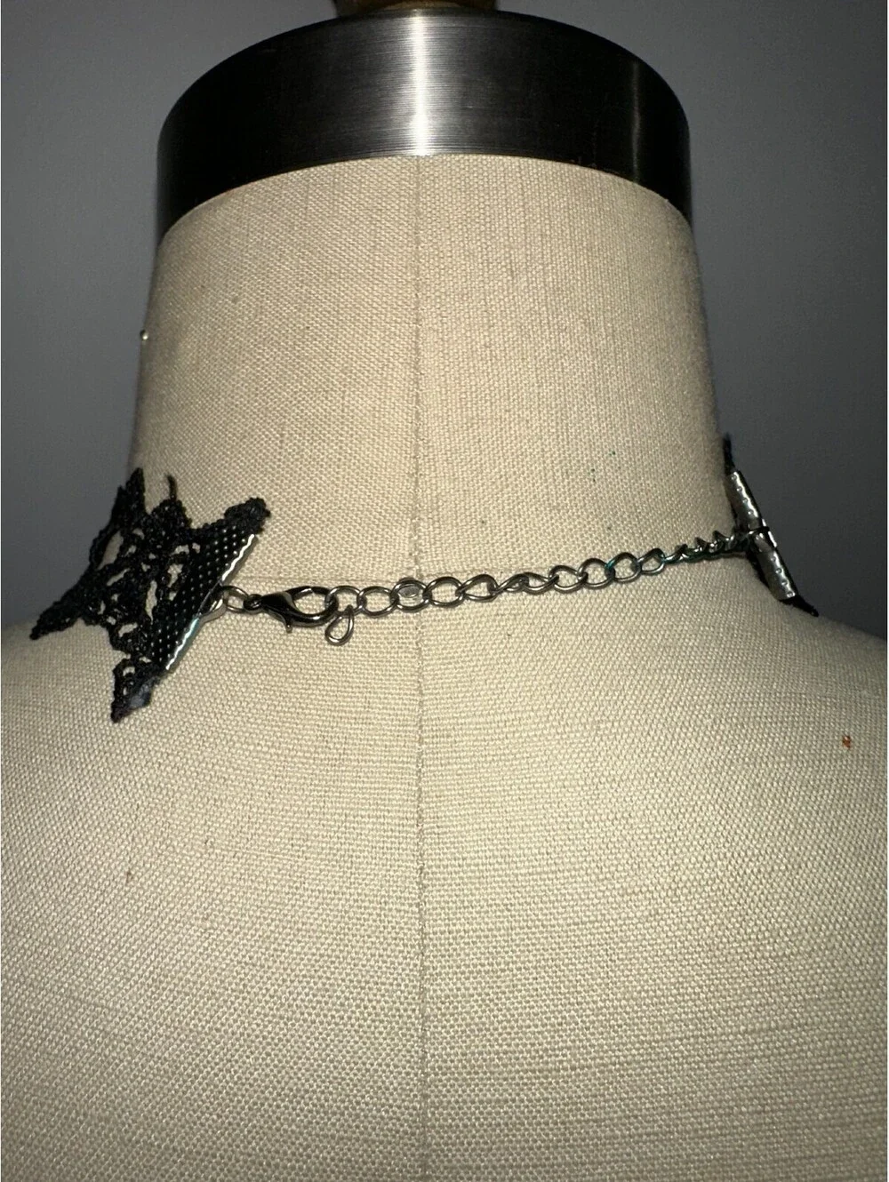 Black Lace Goth Y2K Choker Necklace Chain Dangle Statement